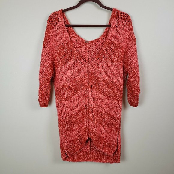 Free People Sweaters - Free People Chunky Knit Sweater Deep V-Neck Small